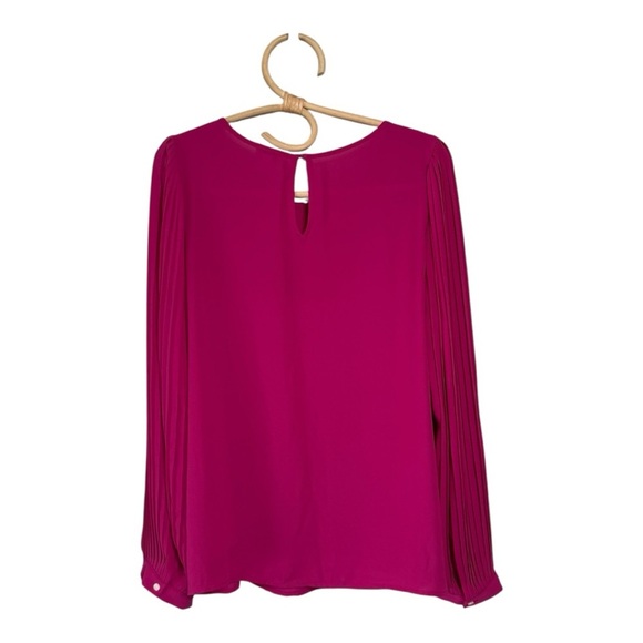 J. Crew Fuchsia Pink High Neck Relaxed Fit Pleated Long Sleeve Top Career  BV630 - Picture 4 of 15